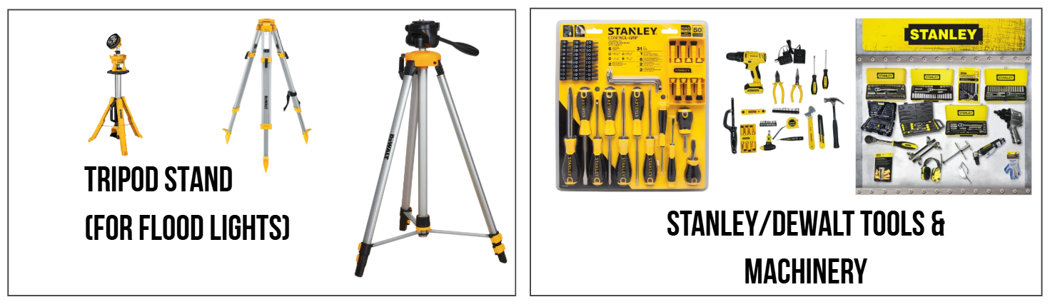 Our Products - Tripod Stand for Flood Lights and Stanley/Dewalt Tools & Machinery